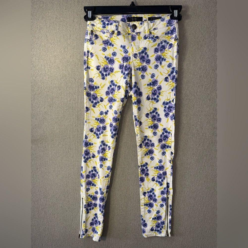 Jessica Simpson size 25 Kiss me Ankle Skinny Blue Floral Jeans